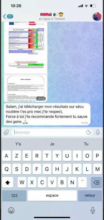photo telegram témoignage client satisfait